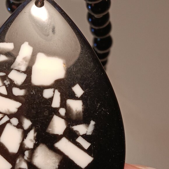 Cato black pendant statement necklace & black rectangular rhinestone earrings - Picture 6 of 10